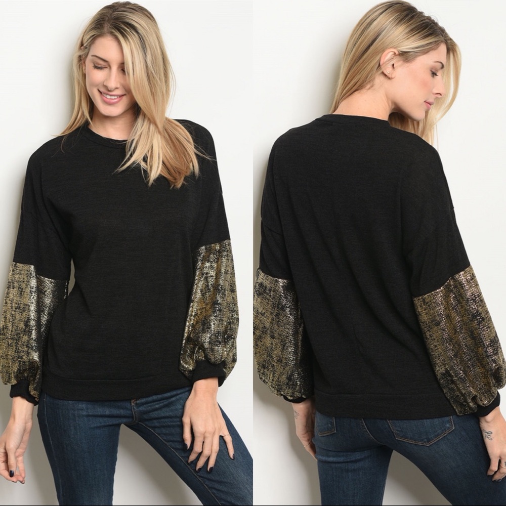 3 PACK | BLACK GOLD METALLIC TOP